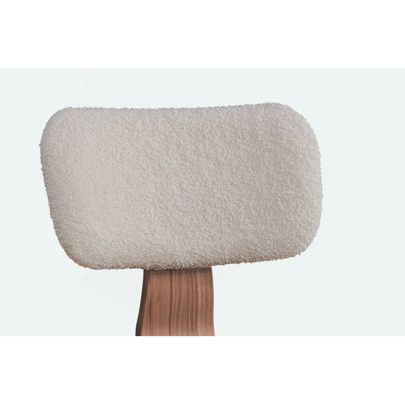 Casson White Velvet and Walnut Upholstered Side Chair