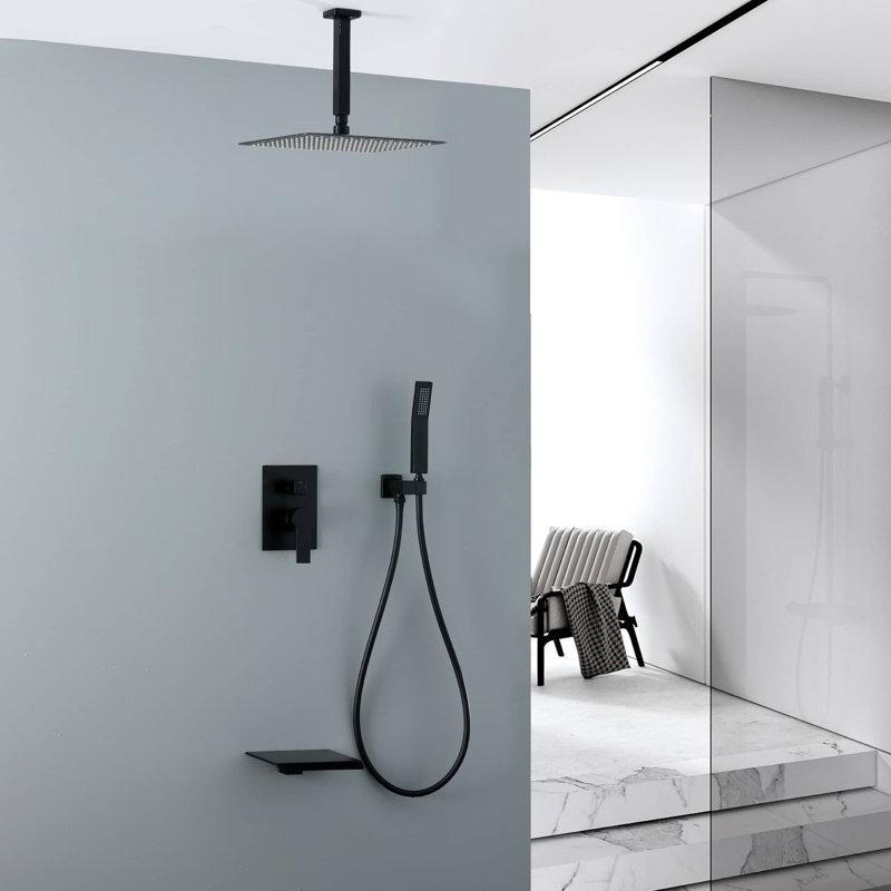 Robinet de baignoire et de douche avec valve brute, Noir mat