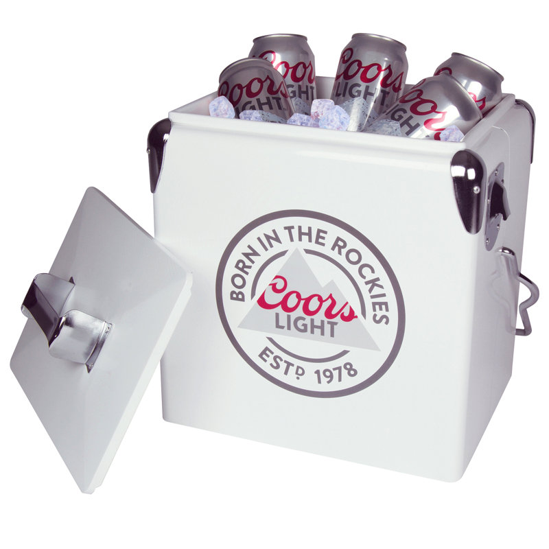 Glacière Coors Light rétro avec ouvre-bouteille 13 L (14 pte) Coors, blanc et argent
