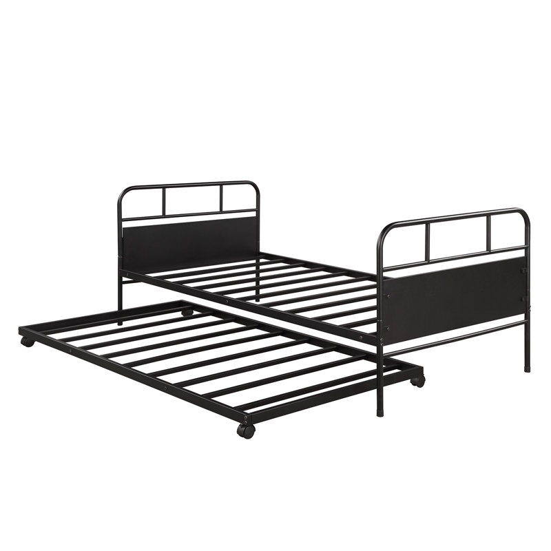 [Non autorisé à vendre à Walmart] Structure de lit de jour en métal avec roulettes intégrées, taille simple