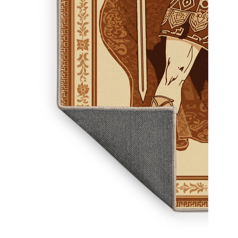 Tapis oriental doux en peluche moelleux de style oriental traditionnel brun Dekalb, 6 X 9