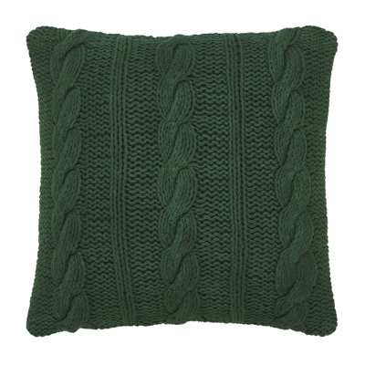 Cable Knit Sweater Pillow Green 18x18