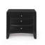 Table de chevet moderne noire avec 2 tiroirs de rangement et plateau coulissant - Table de chevet contemporaine en bois
