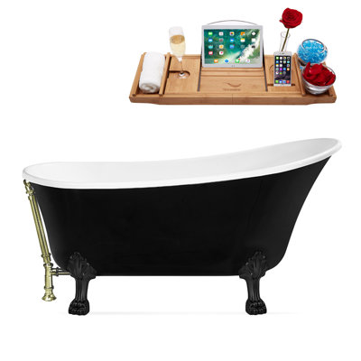 1501.1mm x 701mm Freestanding Soaking Acrylic Bathtub