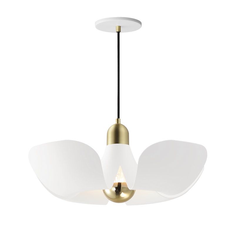 Luminaire suspendu 1 lumière Miruna, Laiton satiné / blanc