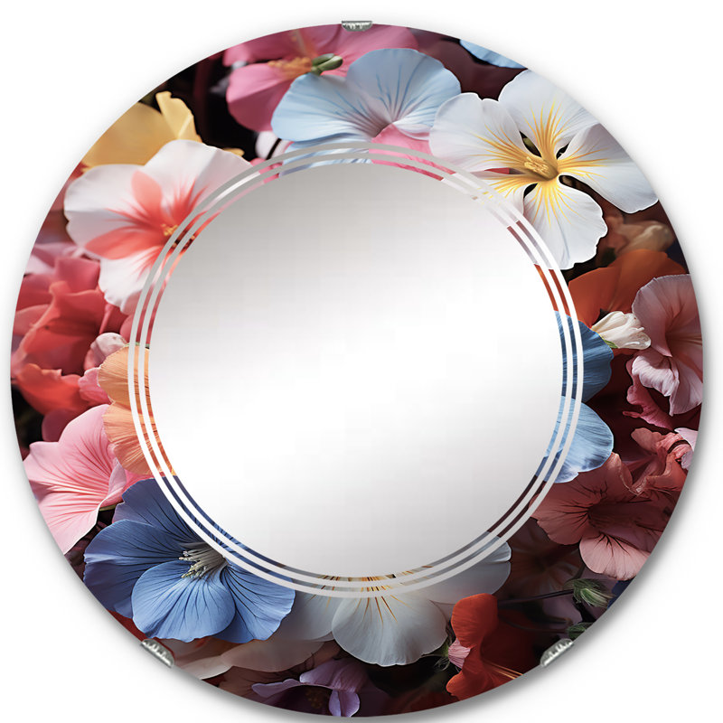 Northolt - Miroir mural floral rond, 24 po x 24 po