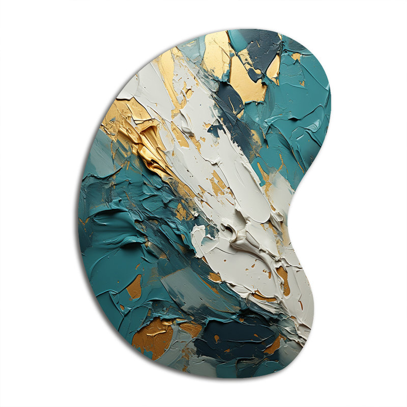 Llanas Serenity Sunset In Teal I - formes abstraites en forme de flèche - art mural asymétrique en métal, H 39 po x l 28 po