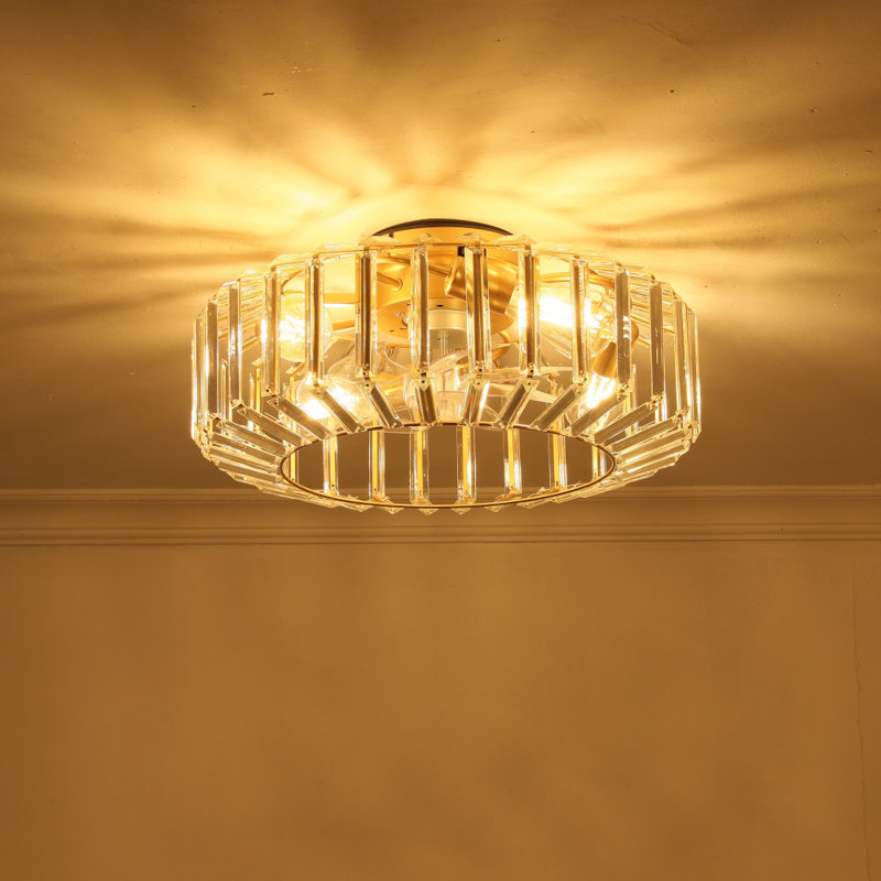 Plafonnier encastré moderne en cristal avec ventilateur