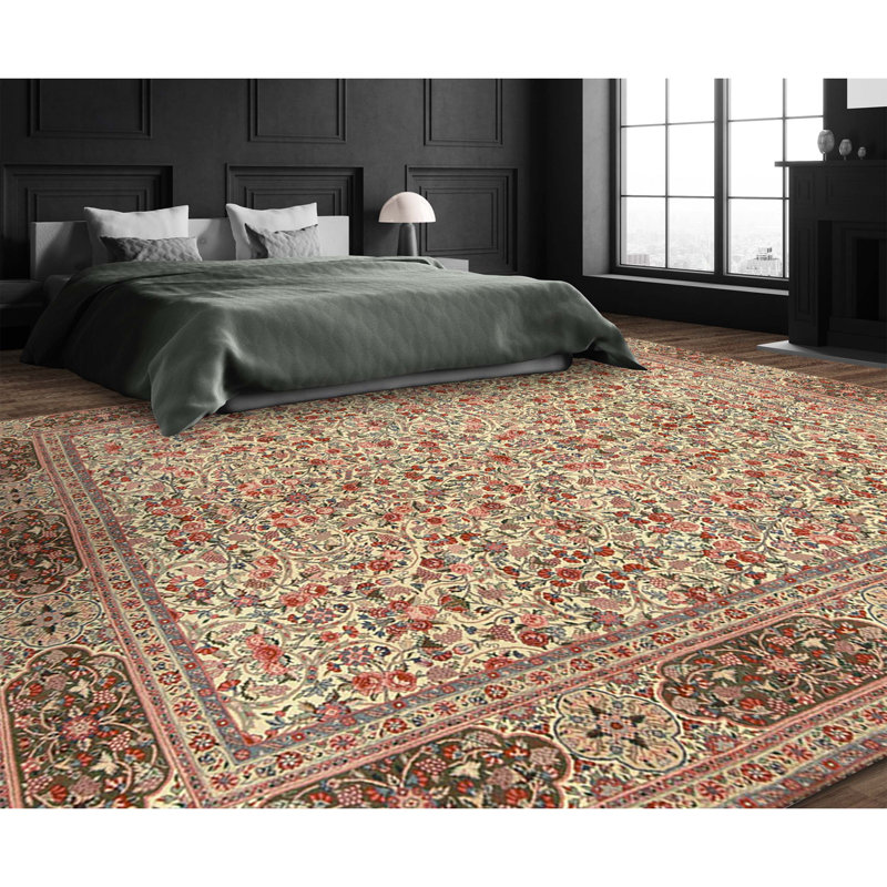 Tapis rectangulaire en laine noué à la main