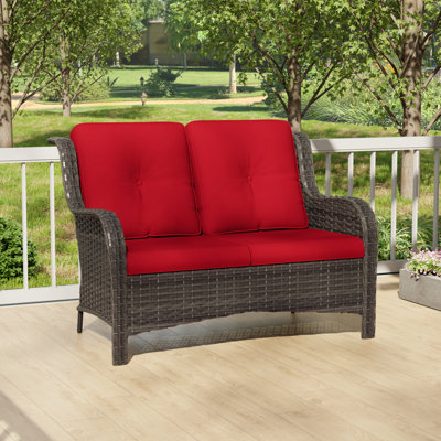 Anahit Outdoor Wicker Loveseat with Cushions