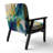 Gold and Turquoise Order In Complexity II - Upholstered Modern Arm Chair, Geometric Shapes Accent Chair