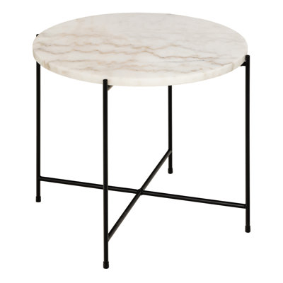 Side Table with Polished Marble Stone 52x40cm