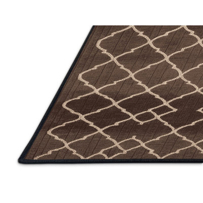 Machine Washable Trellis Brown Area Rug