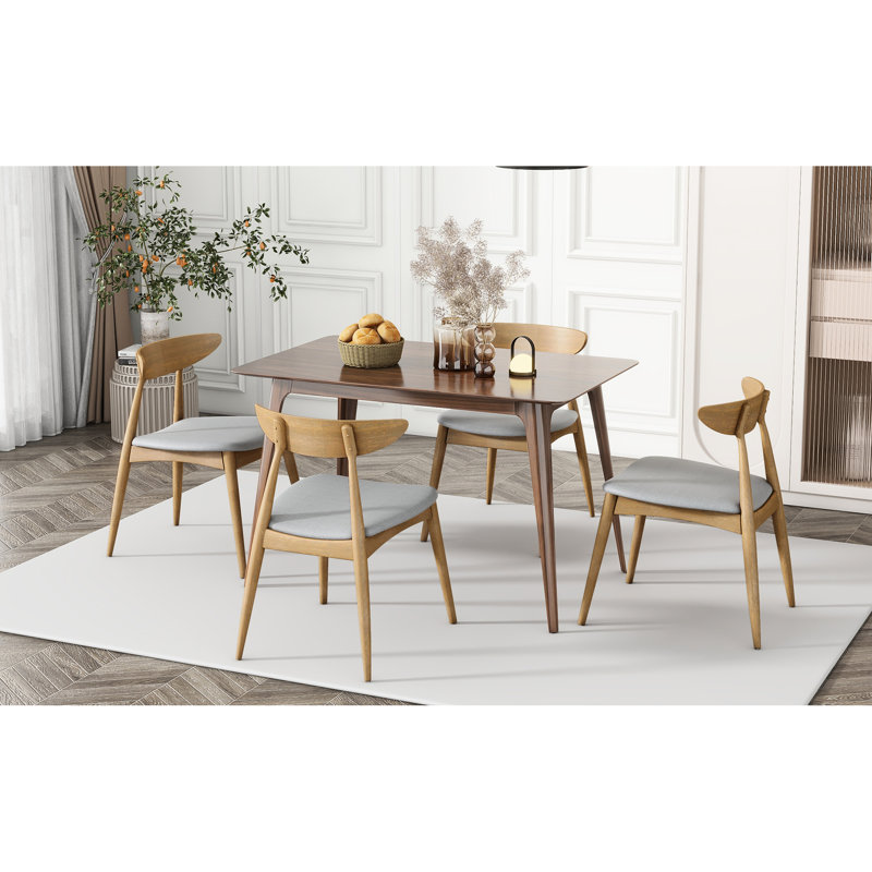 Paire de chaises en bois d'hévéa rétro avec structure, sièges rembourrés et assemblage facile en quelques minutes, Beige
