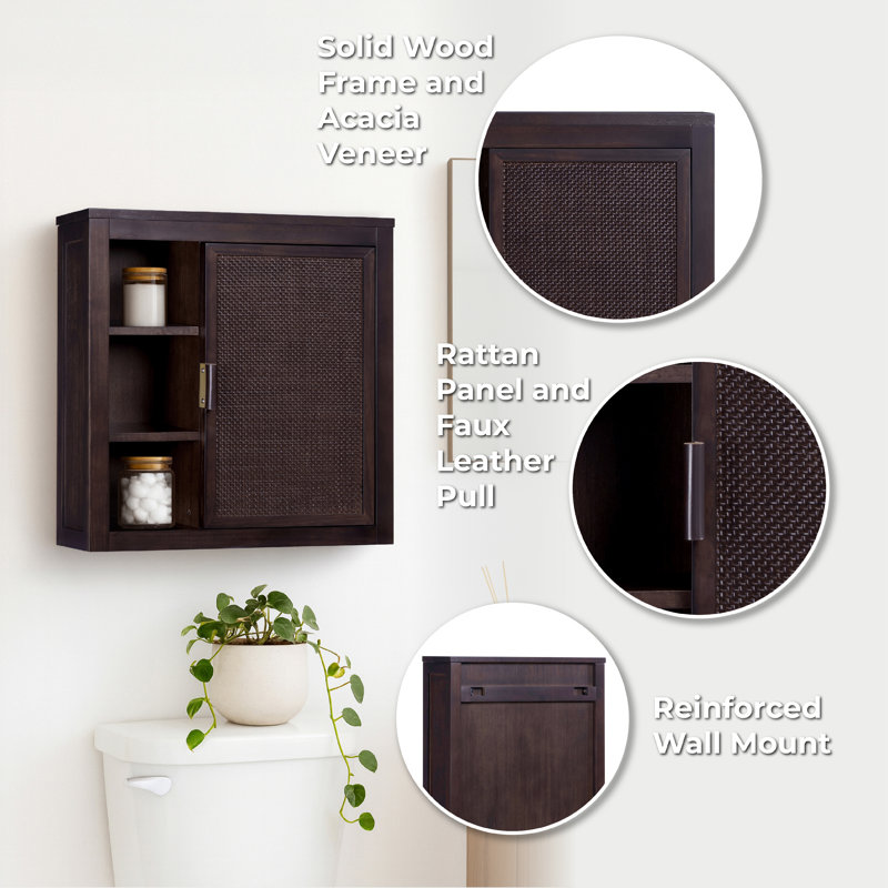 Ameer Wall Cabinet with Open & Closed Storage and Sturdy Shelves, Espresso