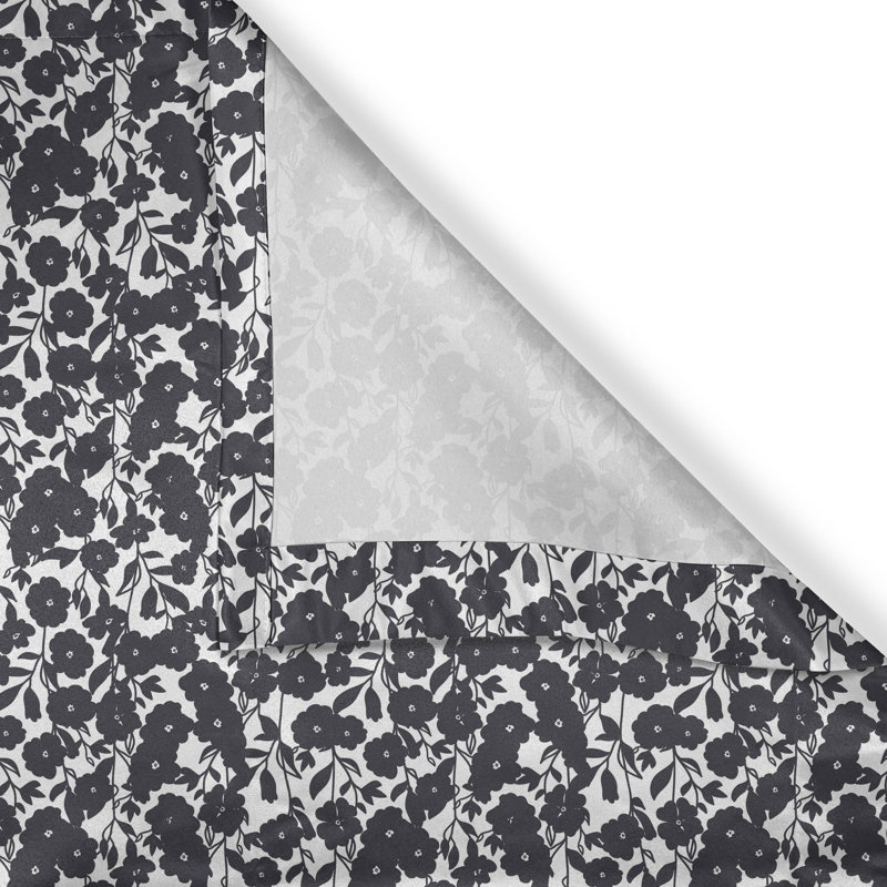 Rideaux décoratifs noirs et blancs à 2 panneaux avec œillets, 50 po x 72 po, bleu marine foncé, blanc, L 50 po x L 108 po