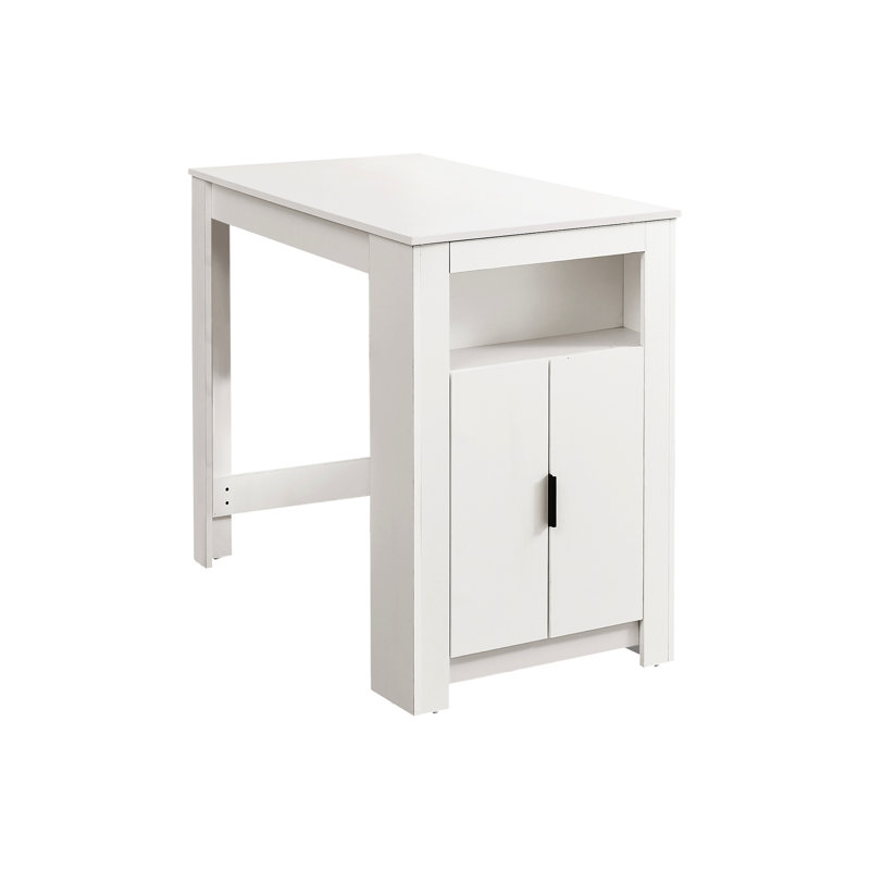 Counter Height 48" Rectangular Dining Table With Storage, White Laminate For Small Kitchen Areas, Chic And Practical Contemporary Storage Spaces