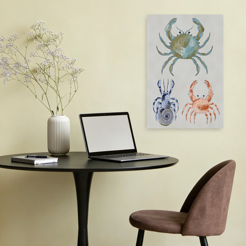 Ocean Crabs Watercolor Crab Beach Nature Wall Art Print 1 Piece Wrapped Canvas Wall Art, 60.96cm H x 40.64cm W