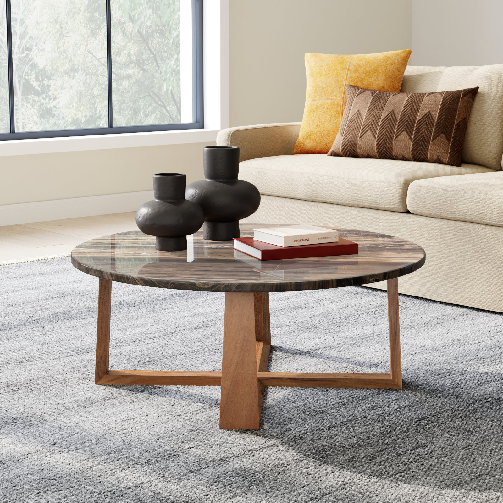 Baudelaire Coffee Table, Natural, Brown