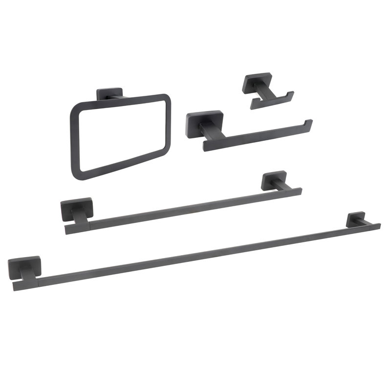 5 - Piece Bathroom Hardware Set, Black