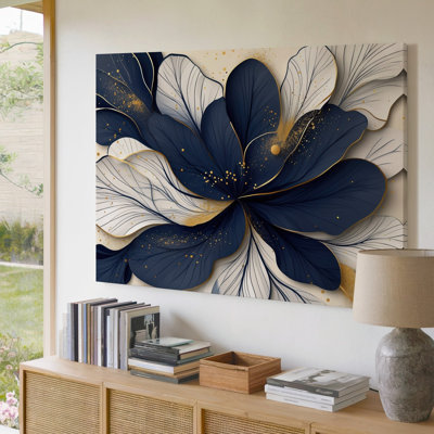 Toile, composition abstraite et éclatante avec éclats floraux dominés par l'art mural