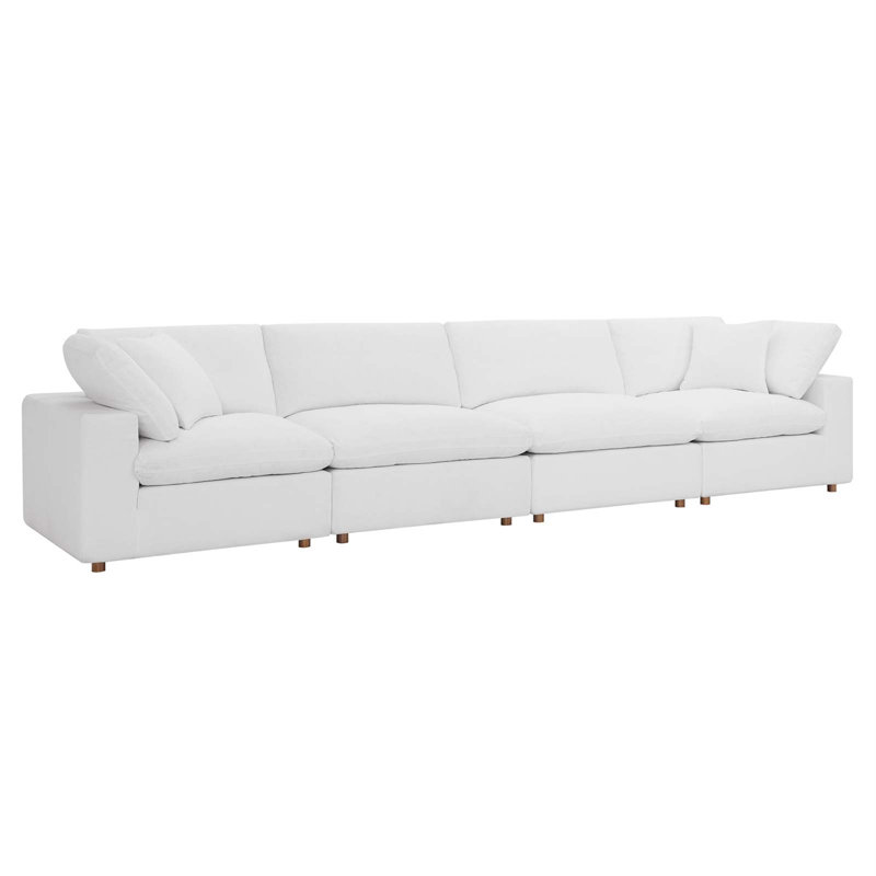 Commix Down-Filled Overstuffed Upholstered 4 Piece Sectional Sofa by Modway, White 100% Polyester