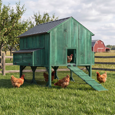 Large Chicken Coop for 15-18 Chickens, Wooden Hen House with 6 Nesting Boxes and Sloped Metal Roof, Easy to Clean for Outdoors