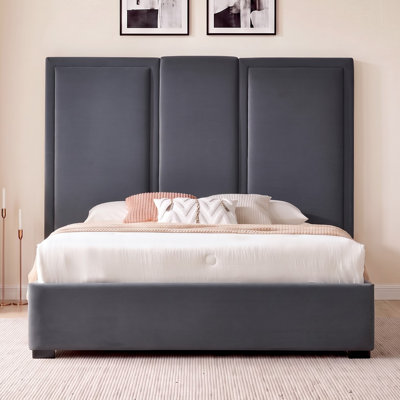 Morghen Upholstered Platform Bed With Extra High Headboard And 2 Extra Large Capacity Drawers