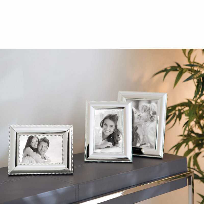 Cadre photo perle acier argenté 5X7, H 8,2 po x l 5,9 po x P 0,79 po