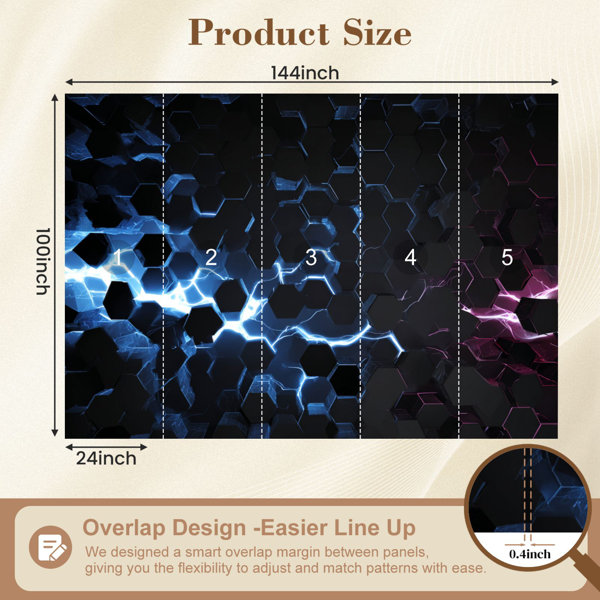 Red Barrel Studio Peel and Stick Wallpaper Black blue abstract hexagons ...