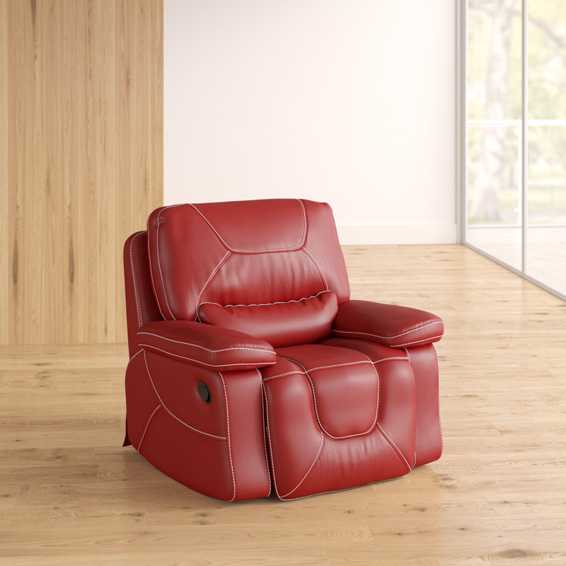 Lockheart Leather Recliner, Red Faux Leather
