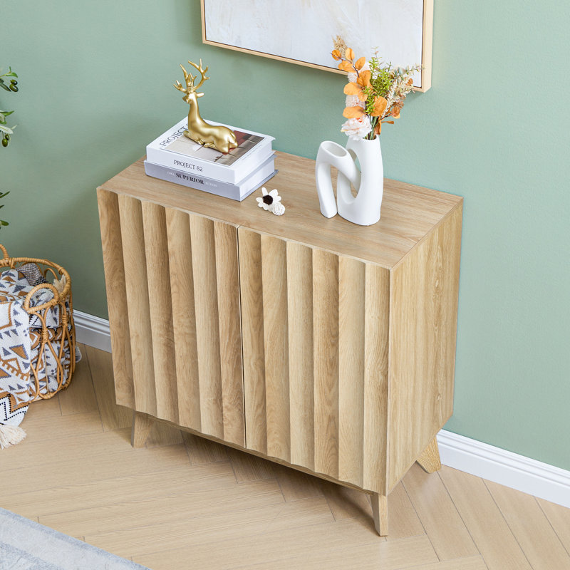 30.7"Mid Century 2-Door Accent Cabinet, Yellow