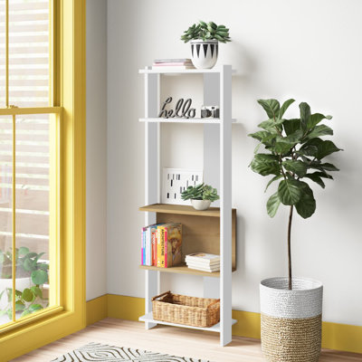 Bizzell 4 Tier Geometric Bookcase Modern Display Unit for Living Room or Home Office