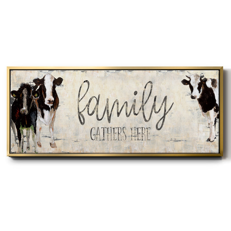 «Family Gather Here», toile encadrée, H 8 po x l 20 po