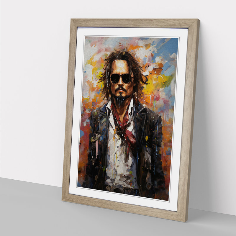 Johnny Depp Neo-Plasticism - Single Picture Frame Print on Wood, 46cm H x 34cm W x 2cm D, Oak Framed
