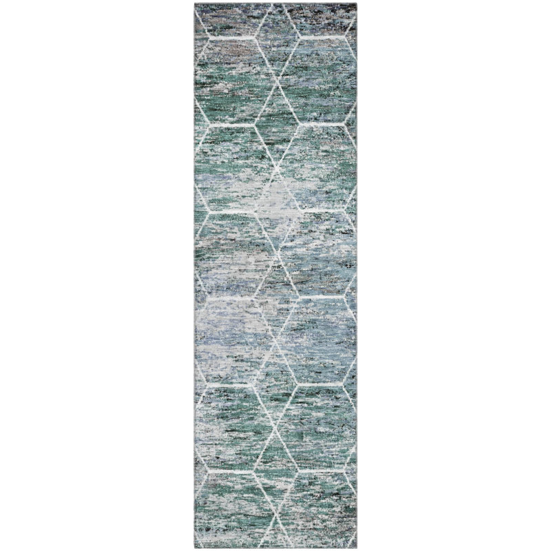 Premium Machine Washable Lubbers AMF1724 Geometric Rug, Runner 2'3" x 7'6"