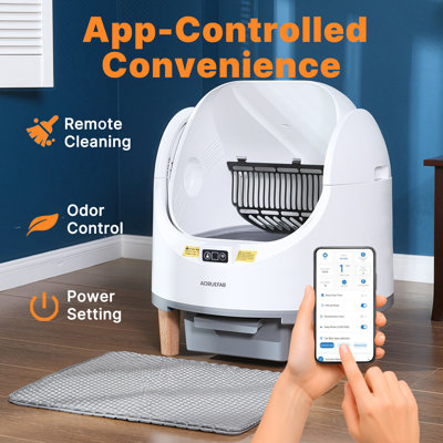  Self Cleaning Litter Box, Open Top Automatic Litter Box with App Control, Triple area safety sensors, Odor Control, Includes 45 Count Trash Bags, 2 Deodorizer, 1 Litter Mat