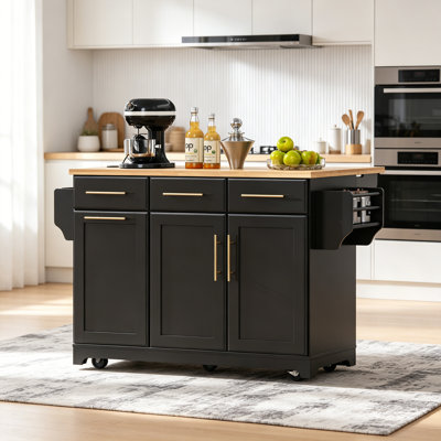 Kitchen Island Storage Cart With Drop Leaf
