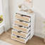 Commode 5 tiroirs en rotin pour la chambre à coucher, corps et pieds de l'armoire intégrés, commode en bois pour les couloirs, les entrées et le placard, assemblage facile-1286595319
