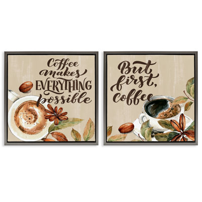 Ensemble de cadres flottants 2 pièces Morning Coffee Classic, par Kim Allen
