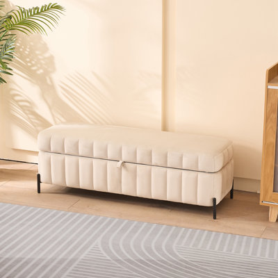 Velvet Storage Bench with Metal Legs