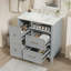 Meuble-lavabo de 30 po avec lavabo en céramique, tiroir escamotable pour la plomberie, tiroirs à fermeture en douceur, armoire en bois aggloméré peint en noir avec pieds en bois massif-2122137618