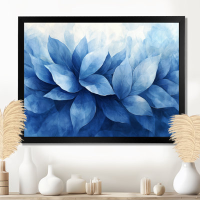 Bleu et brun, délicates pétales de fleurs - herbes, art mural