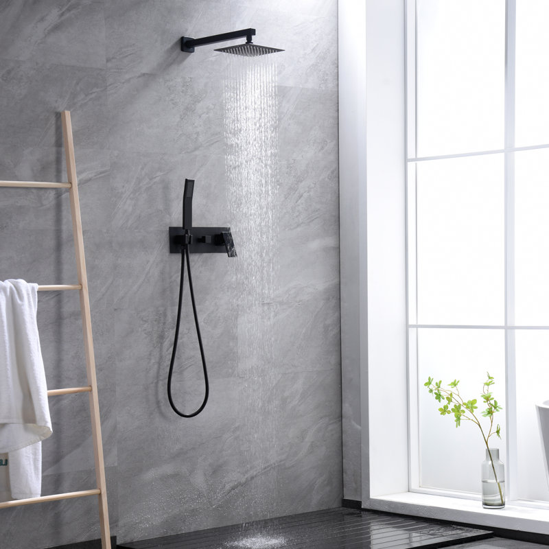 Complete Shower System with Rough in-Valve, Matte Black