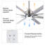 Ventilateur de plafond intelligent 72 po avec pales argentées au fini nickel brossé Smart