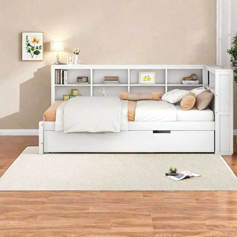 Lits en bois peu encombrants avec chargement USB, lit de jour simple moderne avec rangement