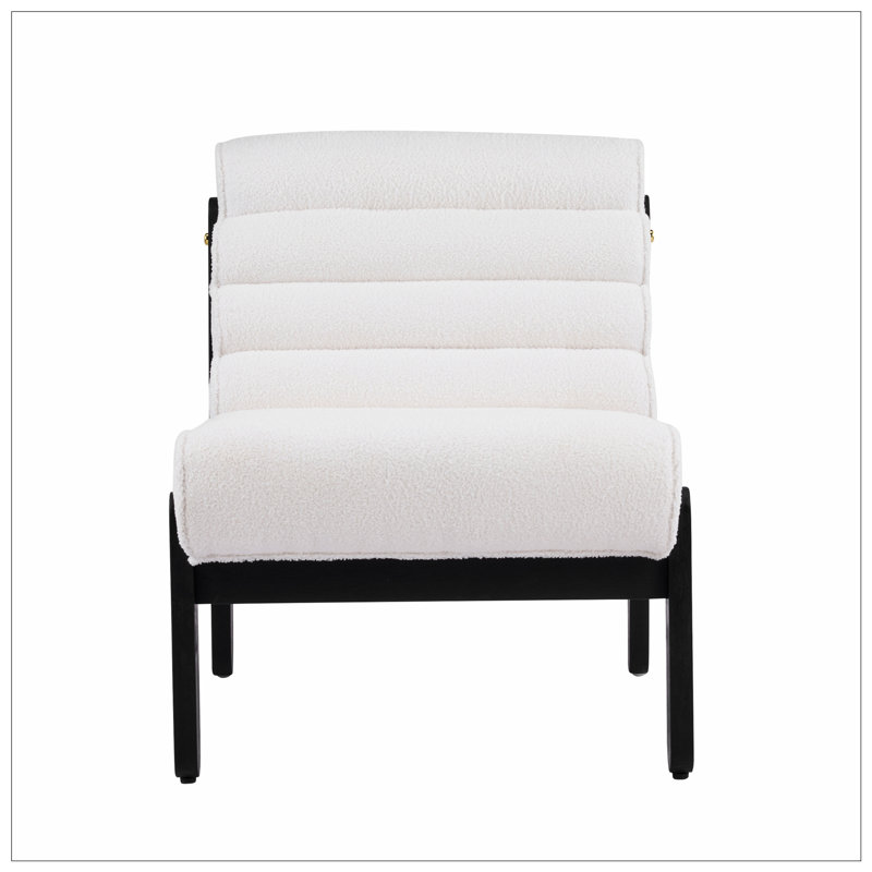 Accent Chair with sturdy Wood Frame, White+Black