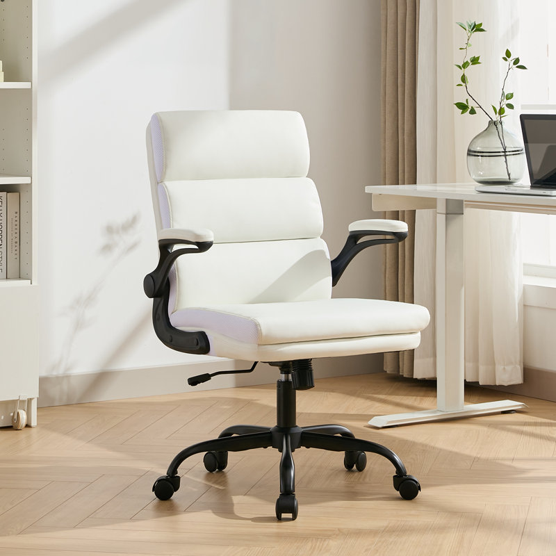 Murina Mid-Back Swivel Task Chair with Arms, White