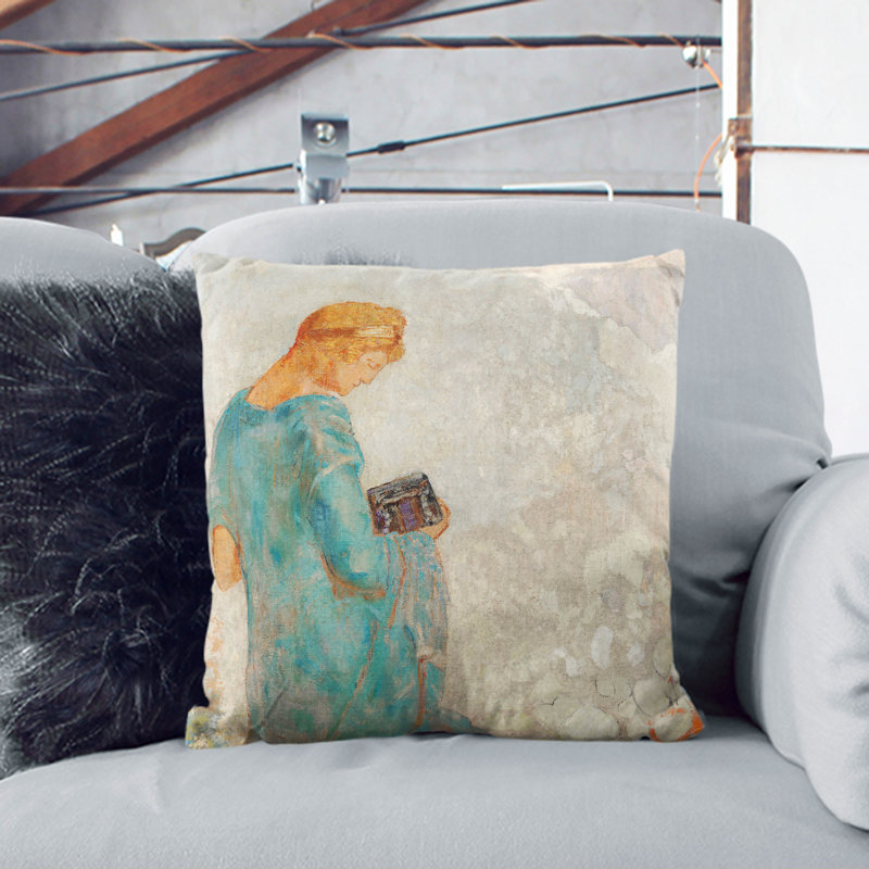 Pandora Vol.2 by Odilon Redon Scatter Cushion with Filling, Black, 55cm H x 55cm W x 20cm D