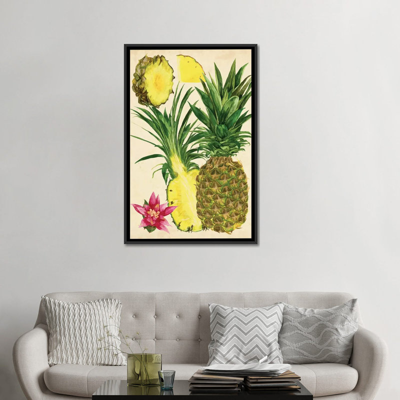 « tropical ananas study ii », reproduction de peinture à l’huile sur toile, H 26 po x l 18 po x P 1,5 po, Pas de tapis